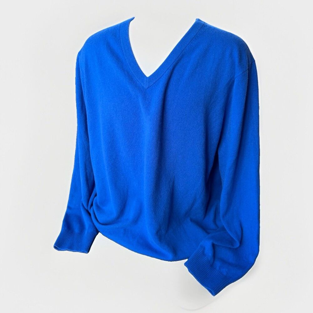 Lands End Mens 3XLT Cashmere Sweater Blue V-Neck Pullover NWT 100% Cashmere Tall